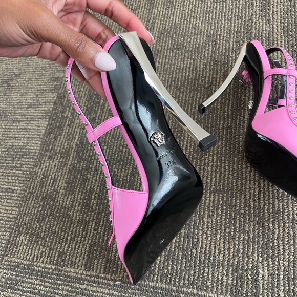 Versace Laced Pin-Point Slingback Pumps - Picture 5 of 6